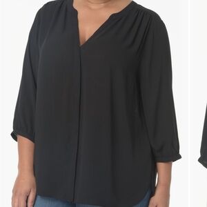 NYDJ Black Semisheer Pintuck Blouse- 1X